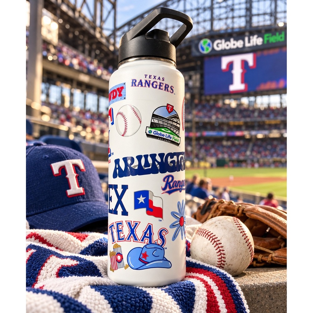 Texas Rangers 34 oz SS Quencher Water Bottle The Memory Company MLB White